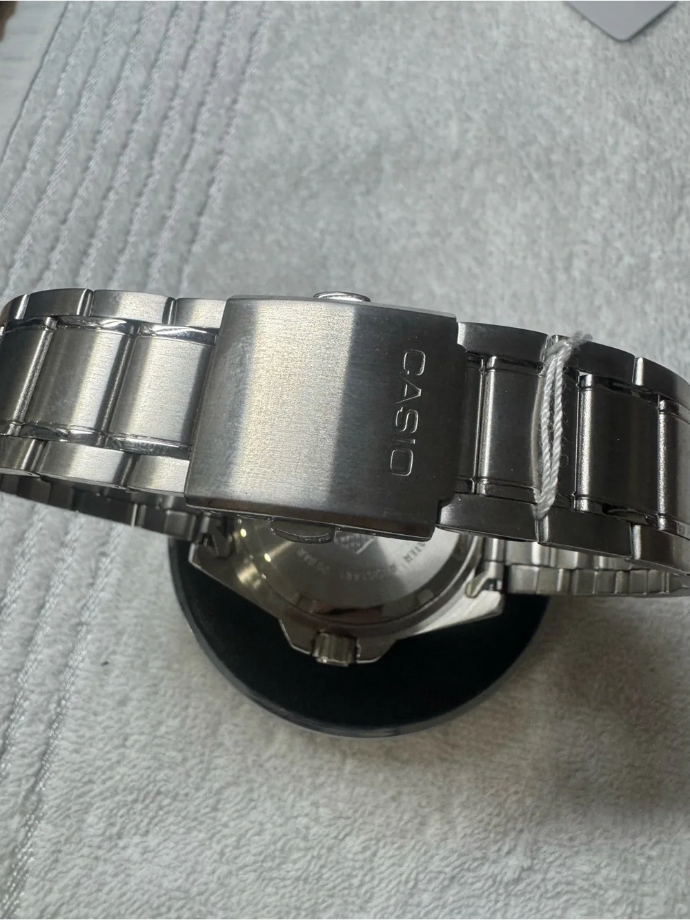 Casio Men's Green Bezel Black Dial Stainless Steel Watch